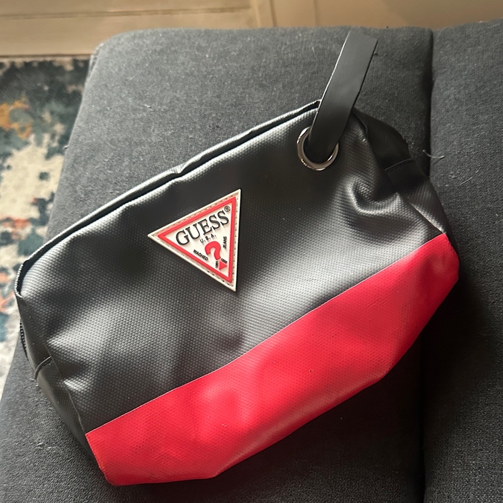 GUESS Black and Red Toiletry Bag